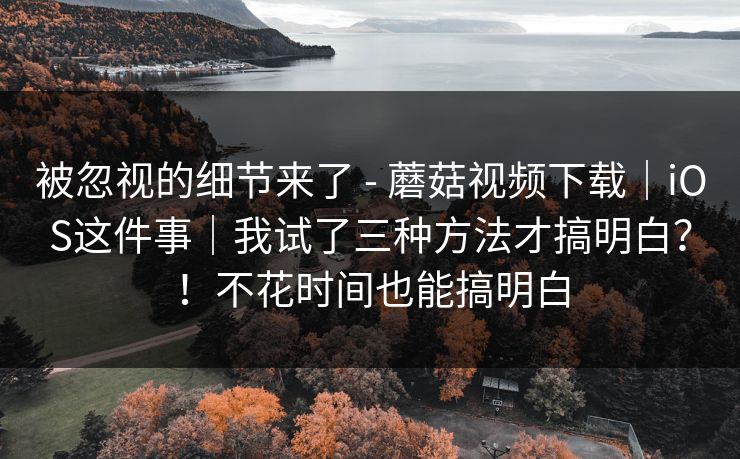 被忽视的细节来了 - 蘑菇视频下载｜iOS这件事｜我试了三种方法才搞明白？！不花时间也能搞明白